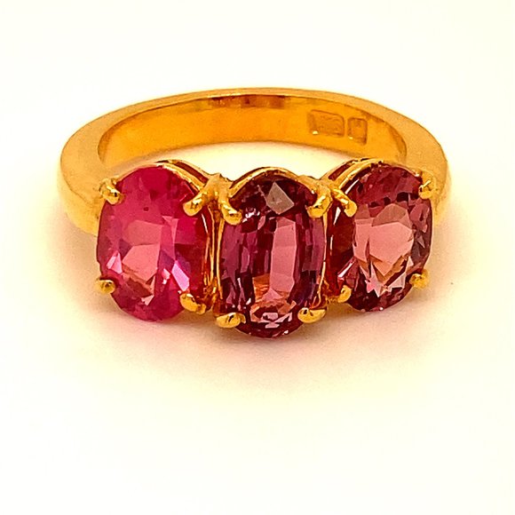 Red Pink Spinel 4.15ct Solid 22K Yellow Gold Ring - Picture 1 of 6